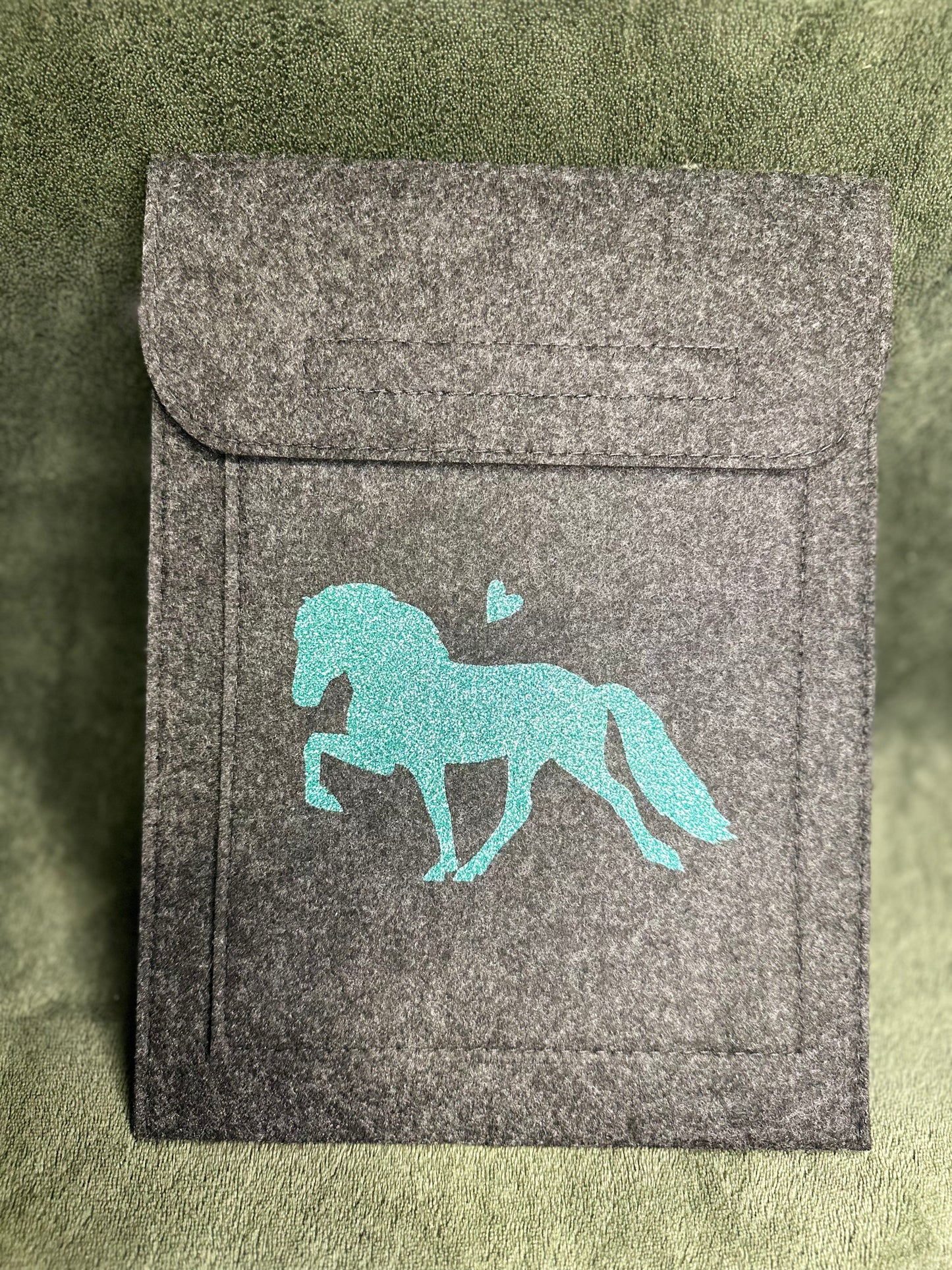 Equidenpasshülle Grau mit türkis Glitzer