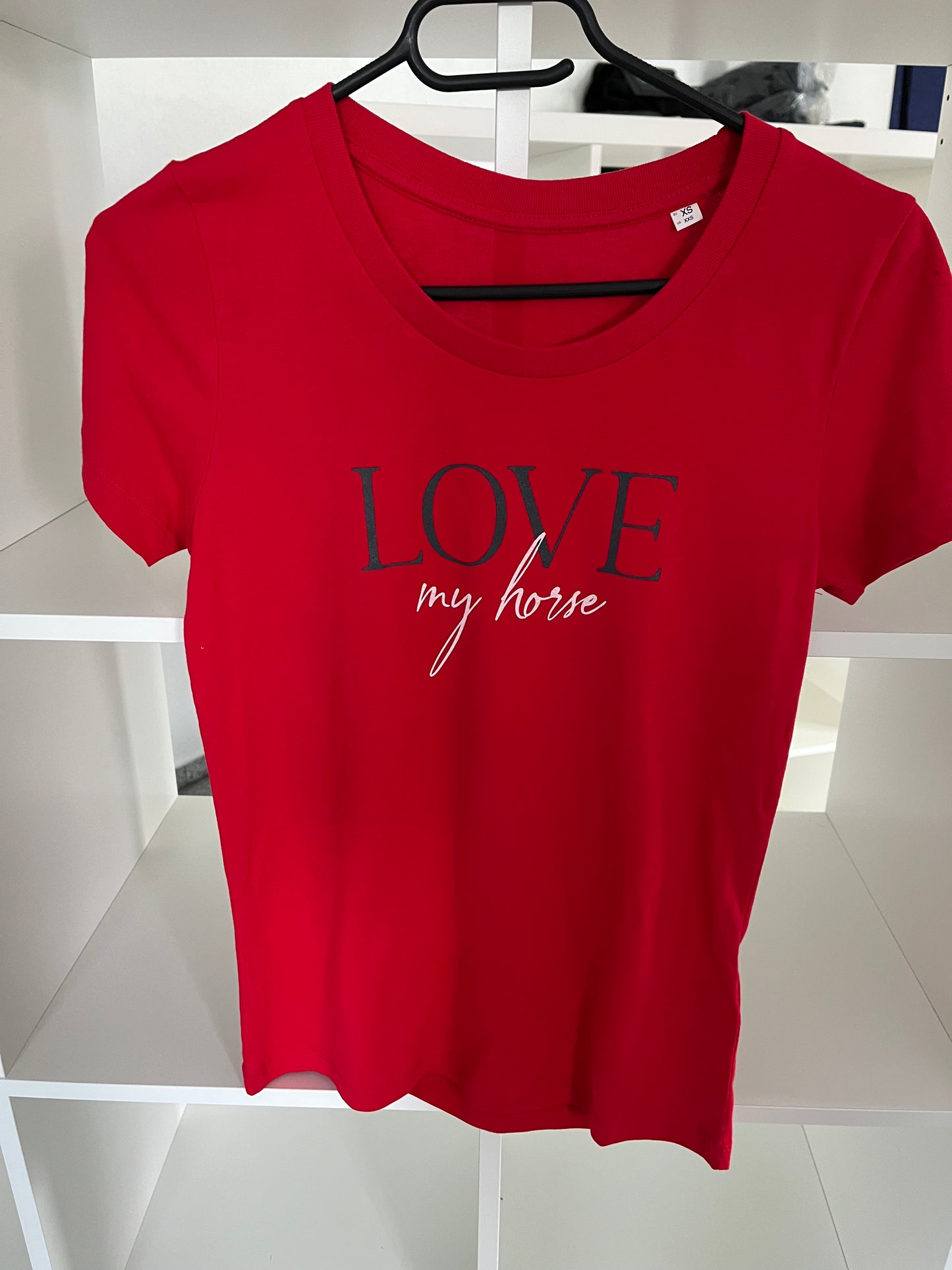 Damen-Shirt "Love my horse" rot XS