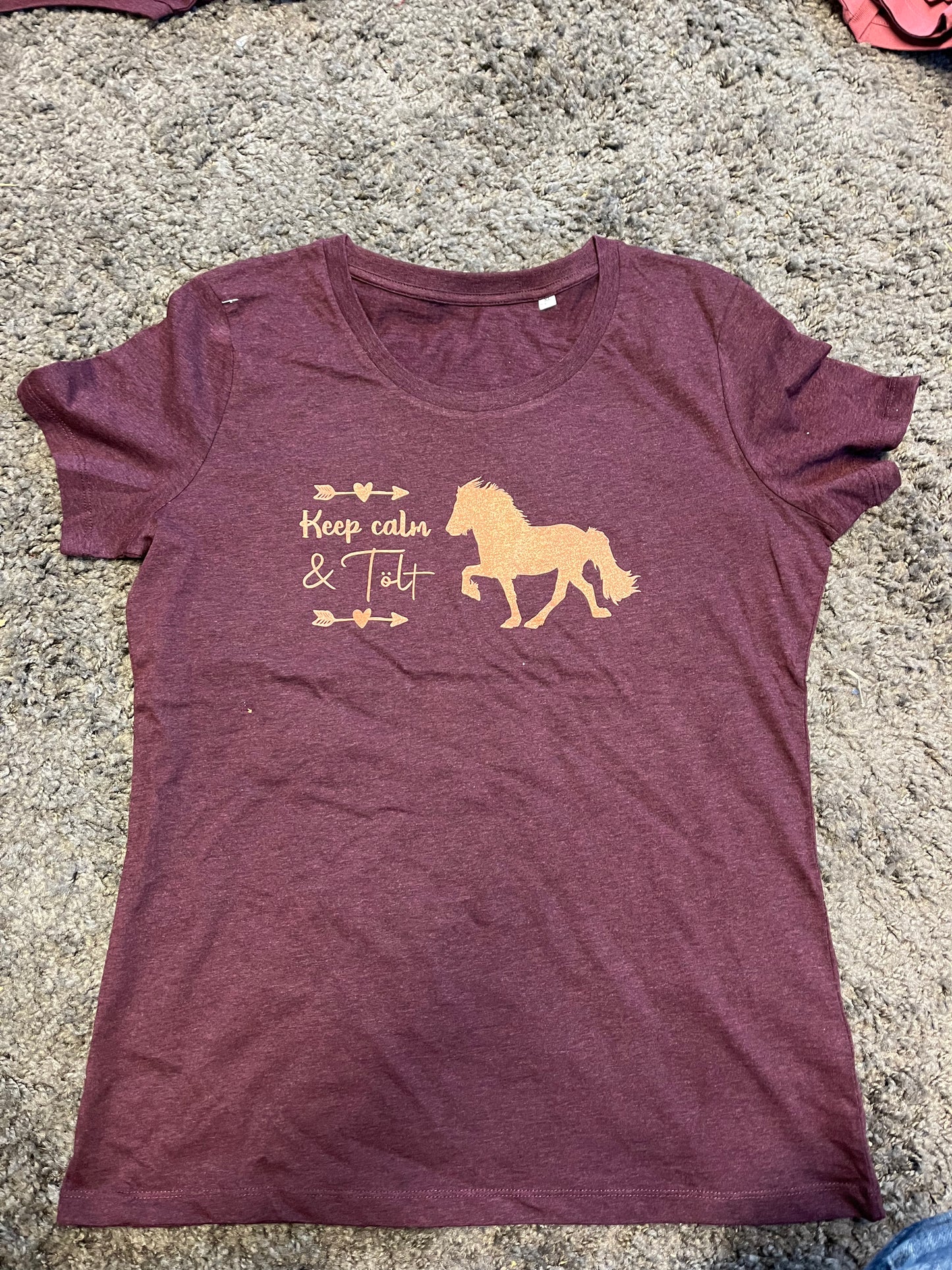 Damen-Shirt "Keep calm" Aubergine