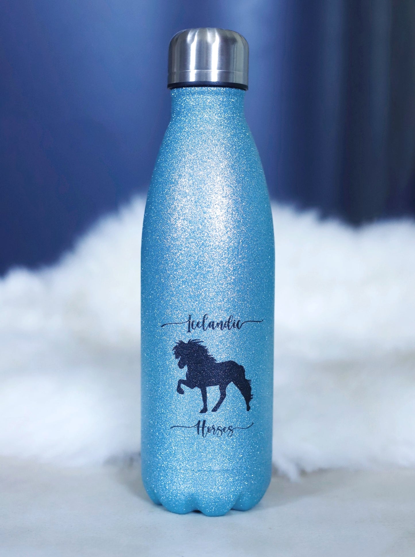 Thermosflasche "Icelandic Horses" Hellblau