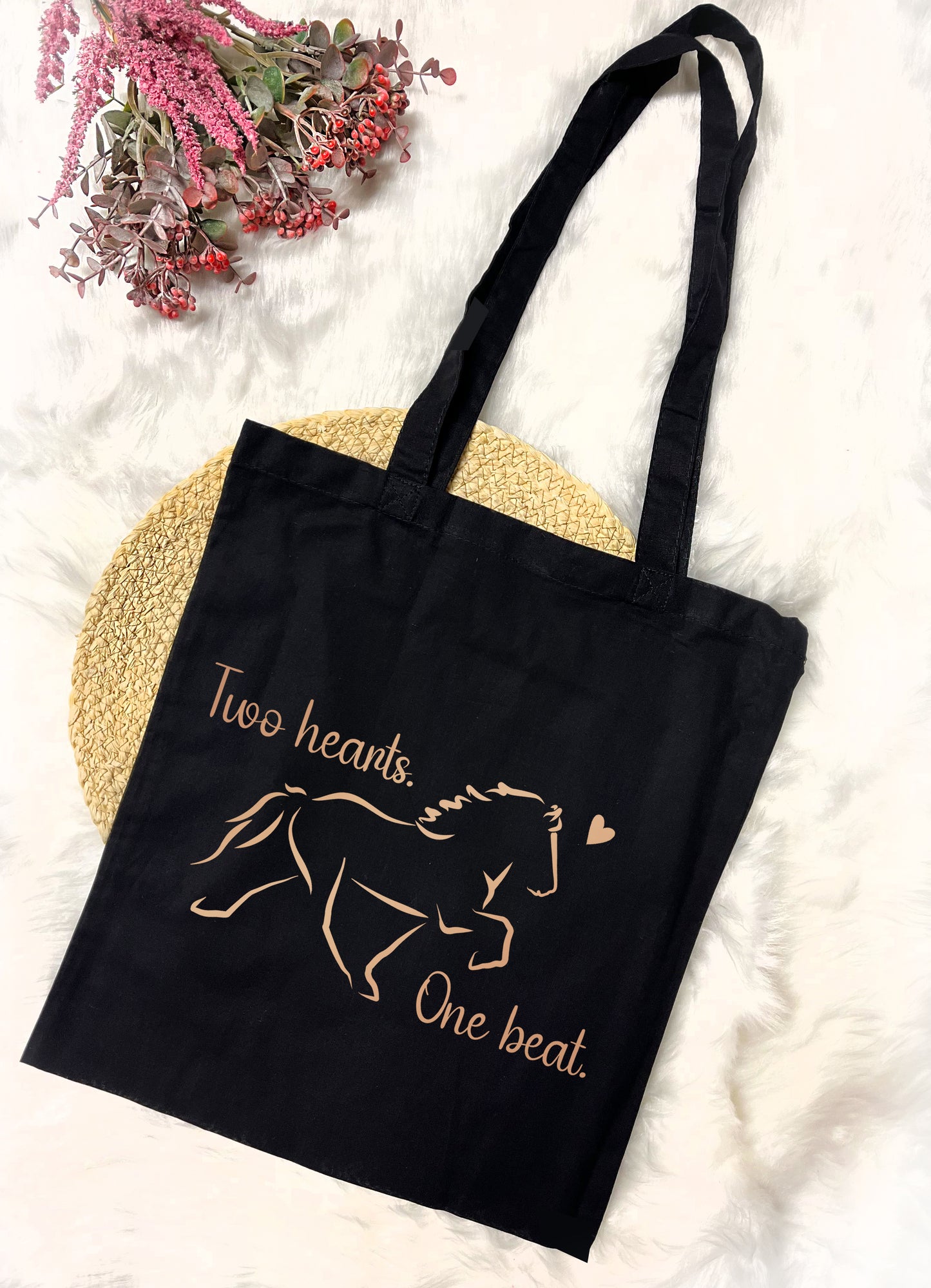 Baumwolltasche "Two hearts, one beat"