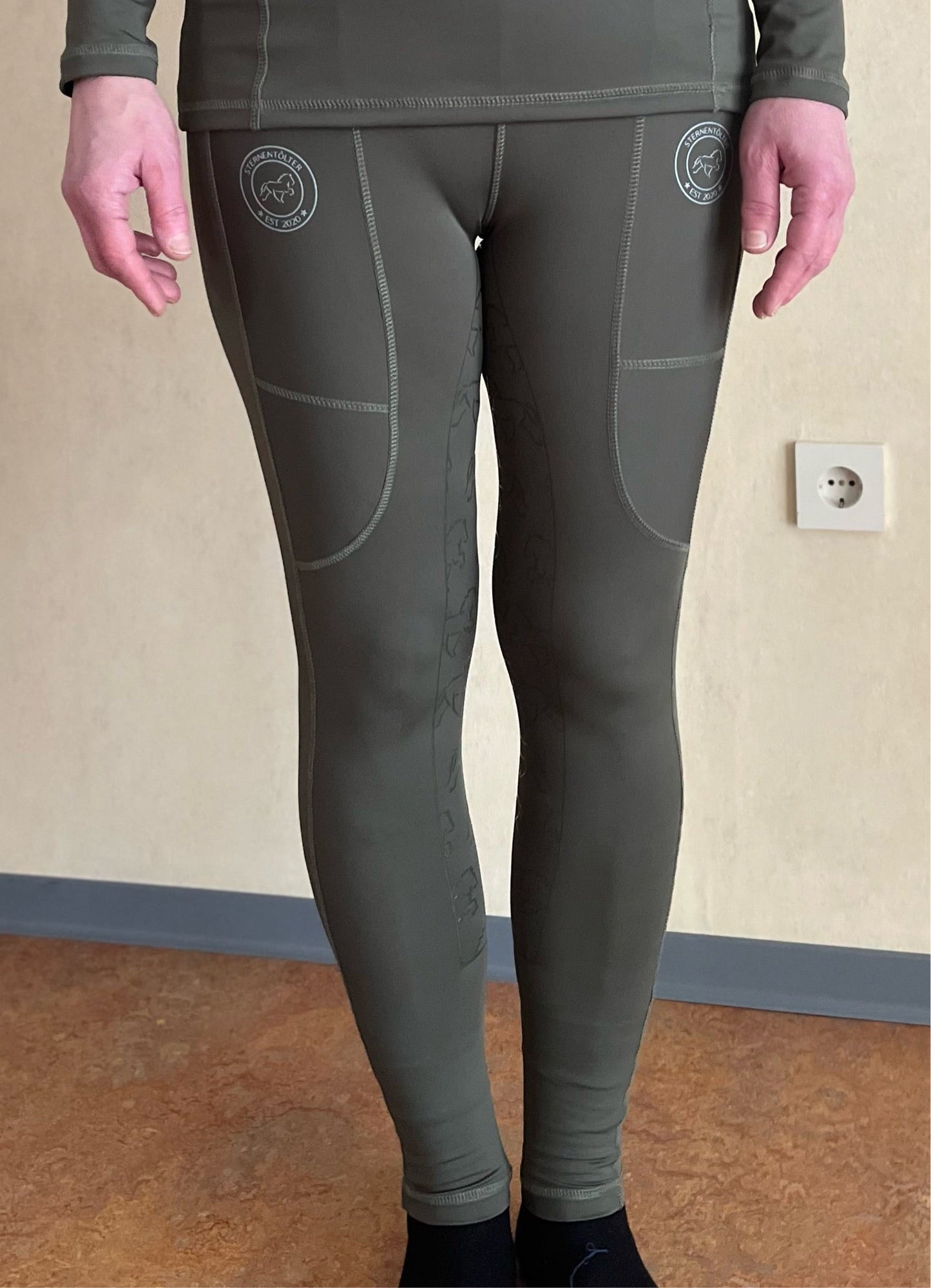 Reitleggings Olive Grip S - XL