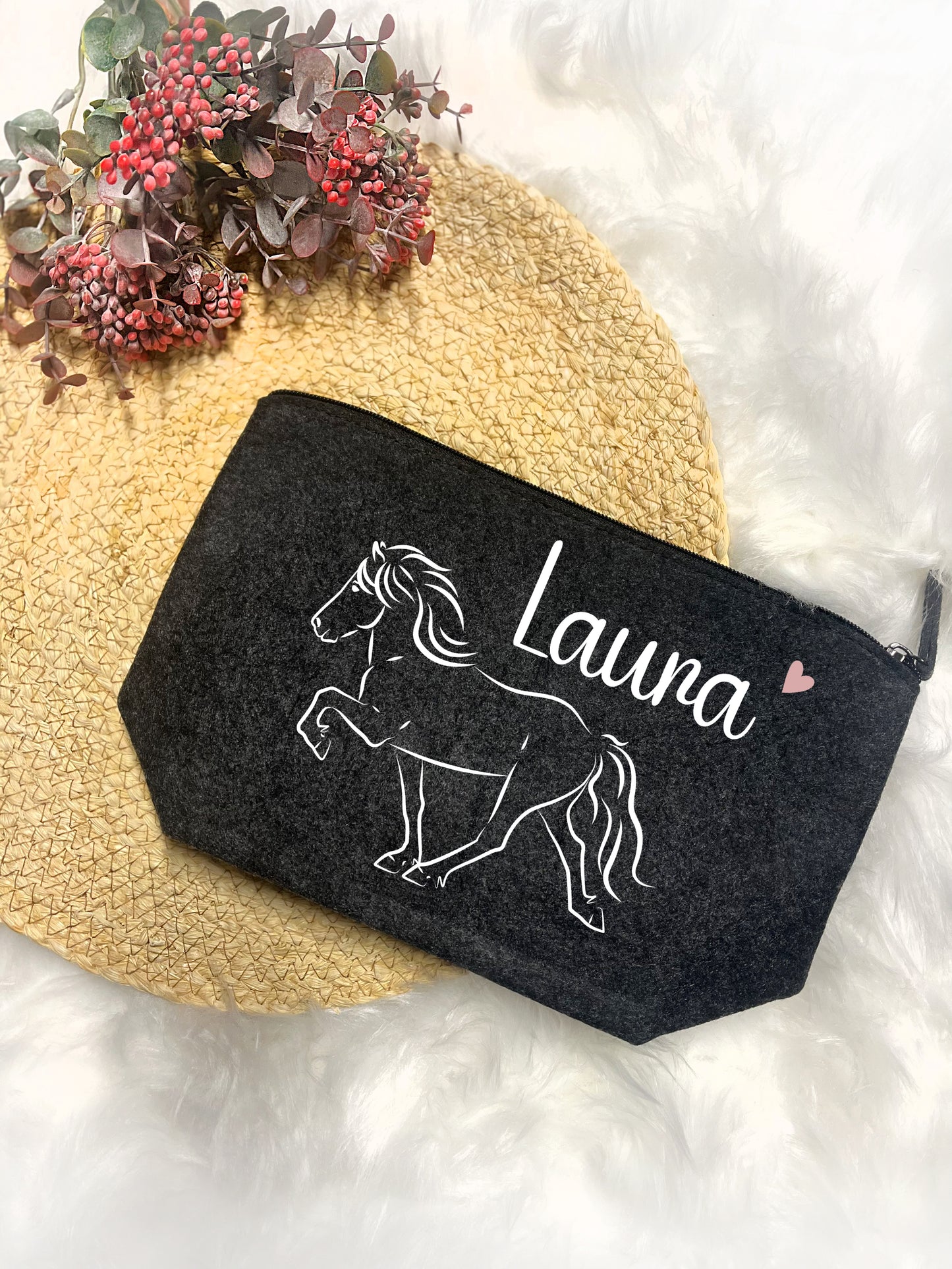 Filztäschchen Tasche Kosmetiktäschen Sternentölter Islandpferd Tölter Sternentölter Isländer