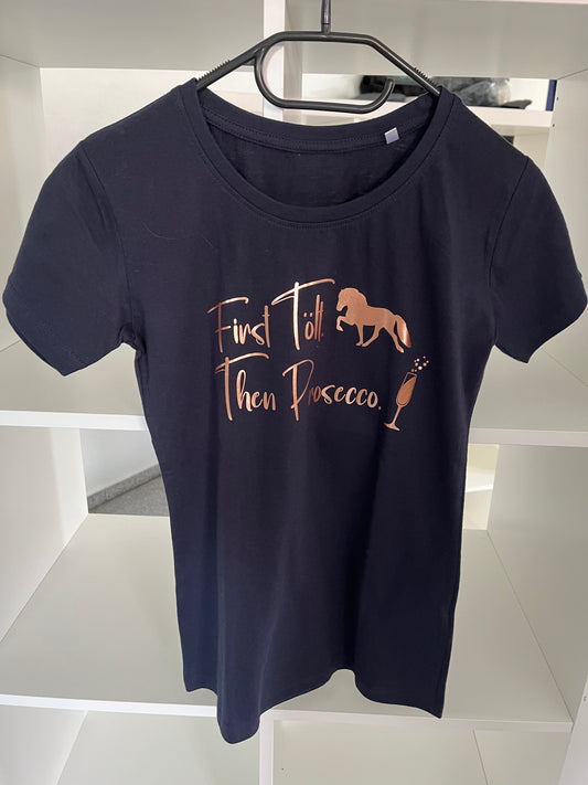 Damen-Shirt „First Tölt. Then Prosecco.“ Navy