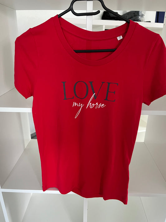 Damen-Shirt "Love my horse" rot XS