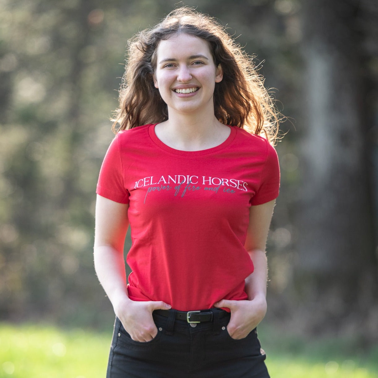 Damen-Shirt "Icelandic Horses"rot